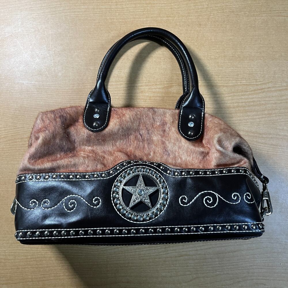 Women’s Blazin Roxx Handbag Purse Rhinestone Texas Star Brown/Tan